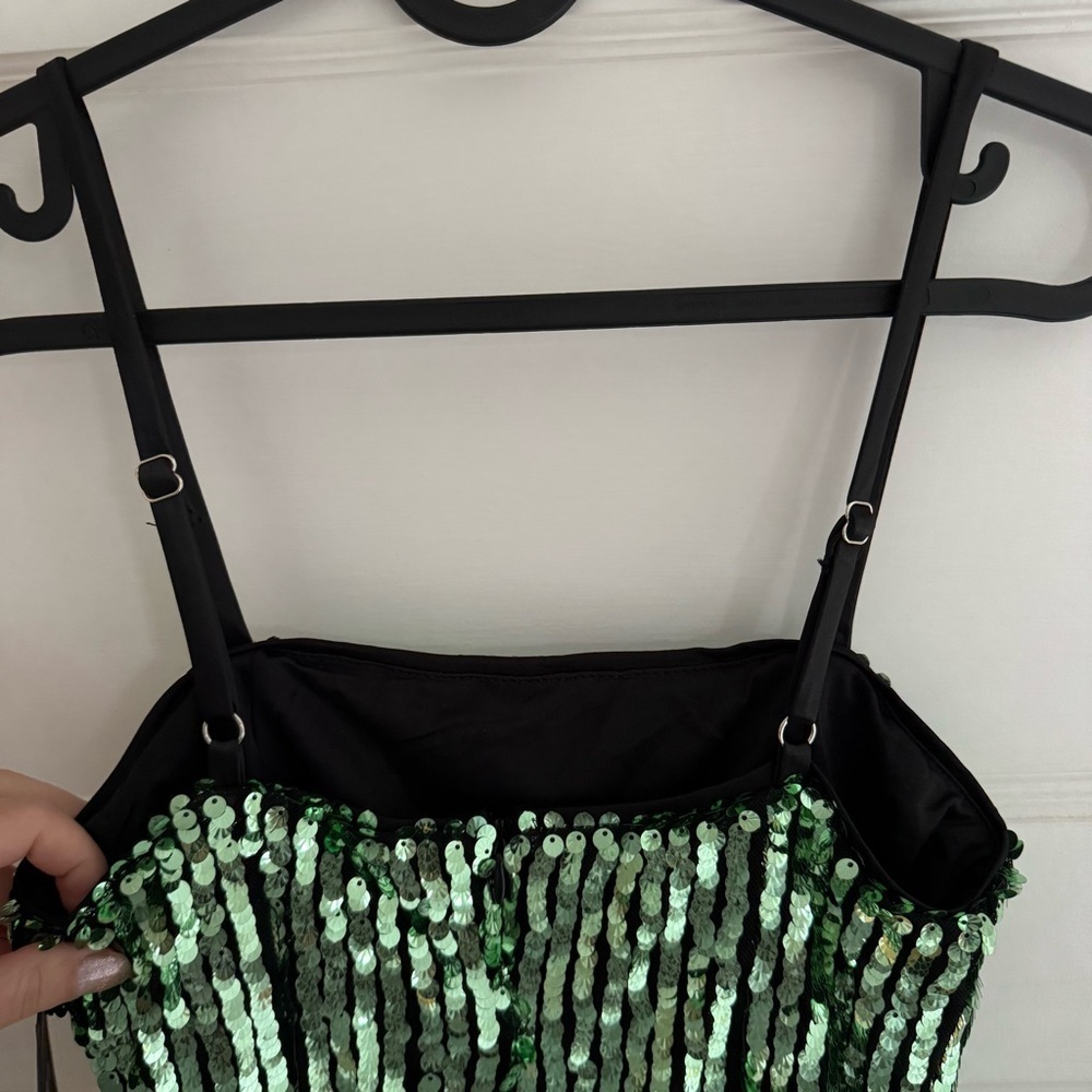 NWT Lulus Hit the Dance Floor Green Sequin Sleeveless Bodycon Mini Dress - Picture 8 of 10